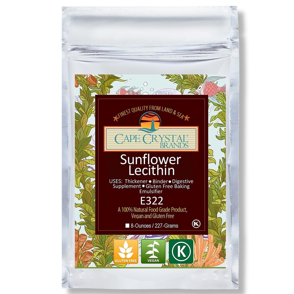 Cape Crystal Sunflower Lecithin Powder, 100% Φυσικό και χωρίς γλουτένη. Είναι το Vegan, μη-GMO Εναλλακτική σε σκόνη λεκιθίνης σόγιας (8-oz.)