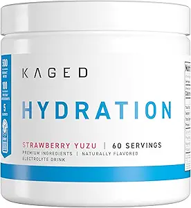 Kaged Hydration Electrolytes Powder | Strawberry Yuzu | Hydra-Charge Sports Drink Mix | Pre, Post, Intra Workout | Low Carb, Vegan, Gluten Free | Supplements for Men & Women | 60 Servings