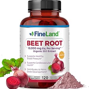 FineLand Beet Root Capsules | Blood Pressure Support 10,000mg Equivalent per Serving | 20:1 Extract,120 Vegan Capsules – Immune System, Circulation & Heart Health – Non GMO, Made in USA