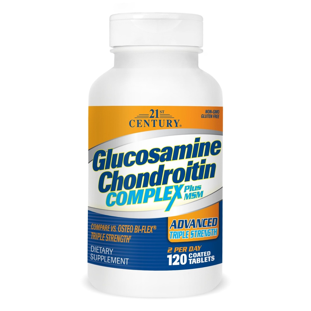 21ος αιώνας Glucosamine Chondroitin Complex Plus MSM, Advanced Triple Strength, 120 δισκία