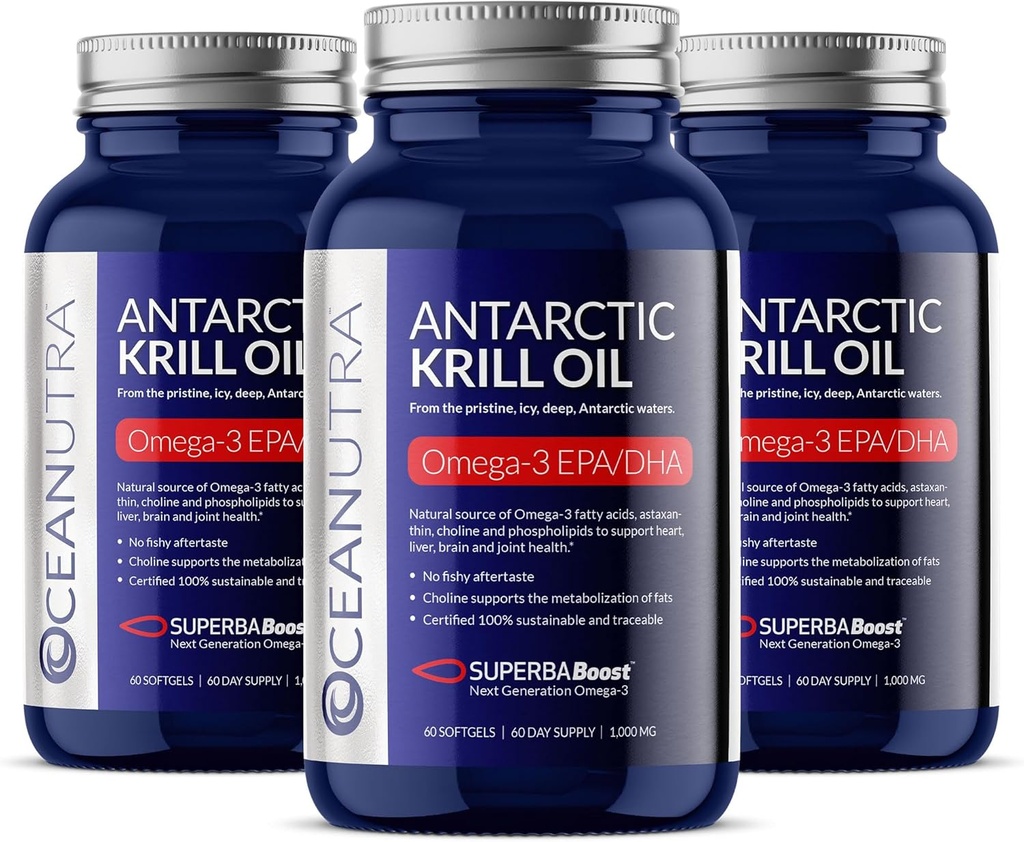 100% Καθαρό Βιολογικό Λάδι Κριλ 1000mg, 180-Ημέρα Προμήθεια, Ωμέγα 3, Υψηλότερη Συγκέντρωση 56% Φωσφολιπίδια, Άγρια Αρπαγή, Βιώσιμη Ανταρκτική SuperbaBoost, Ασταξανθίνη, Ωμέγα xl,Καρδιά, Φροντίδα του δέρματος,No Fish Oil