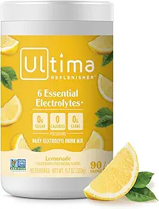 Ultima Repleniser Daily Electrolyte Powder Drink Mix – Χωρίς ζάχαρη – Λεμονάδα, 90 Σερβιέτες – Ενυδατική σκόνη με 6 Ηλεκτρόλυτα και Ιχνηλάτηση Ορυκτών – Κετό Φιλικό, Vegan, Μη ΓΤΟ