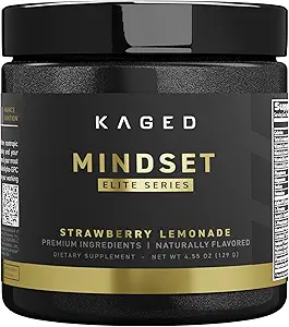 Kaged Nootropic Mindset Elite, Focus and Productivity Supplement, Organic Caffeine, Supports Working Memory, Focus, Energy, and Mood*, Strawberry Lemonade - 30 Servings