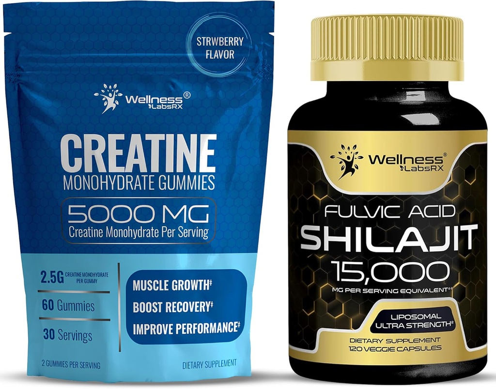 WELNESS LABSRX Creatine Gummies και Shilajit Κάψουλες