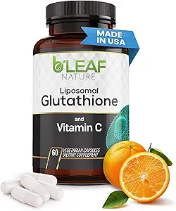 B'LEAF NATURE Pure Fusion of Liposomal Glutathione & Vitamin C Capsules - Better Absorption, Age-Defying Antioxidant for Immune Boost & Radiant Skin Health - Natural & Organic - 60 Count