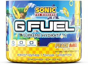 G Sonic Sonic's Peach Rings Supreme Hydration, Ηλεκτρολυτικό Μείγμα Σκόνης για Ενέργεια & Εστίαση, Ζάχαρη και καφεΐνη Δωρεάν Συμπλήρωμα με Ουσιώδεις Βιταμίνες & Ορυκτά, Ροδάκινο Δαχτυλίδια Γεύση, 3.4 oz - 30 Μερίδες