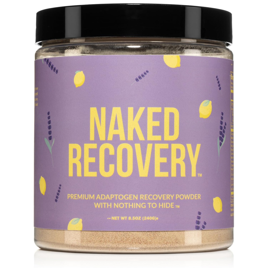 NAKED Recovery - Mushroom Supplement Powder - Lions Mane, Cordyceps, Reishi, Κεράσια ταρτών, Lemon Balm - Adaptogen Wellness Formula, Stress Relief, Muscle Recovery - 30 Υπηρεσίες