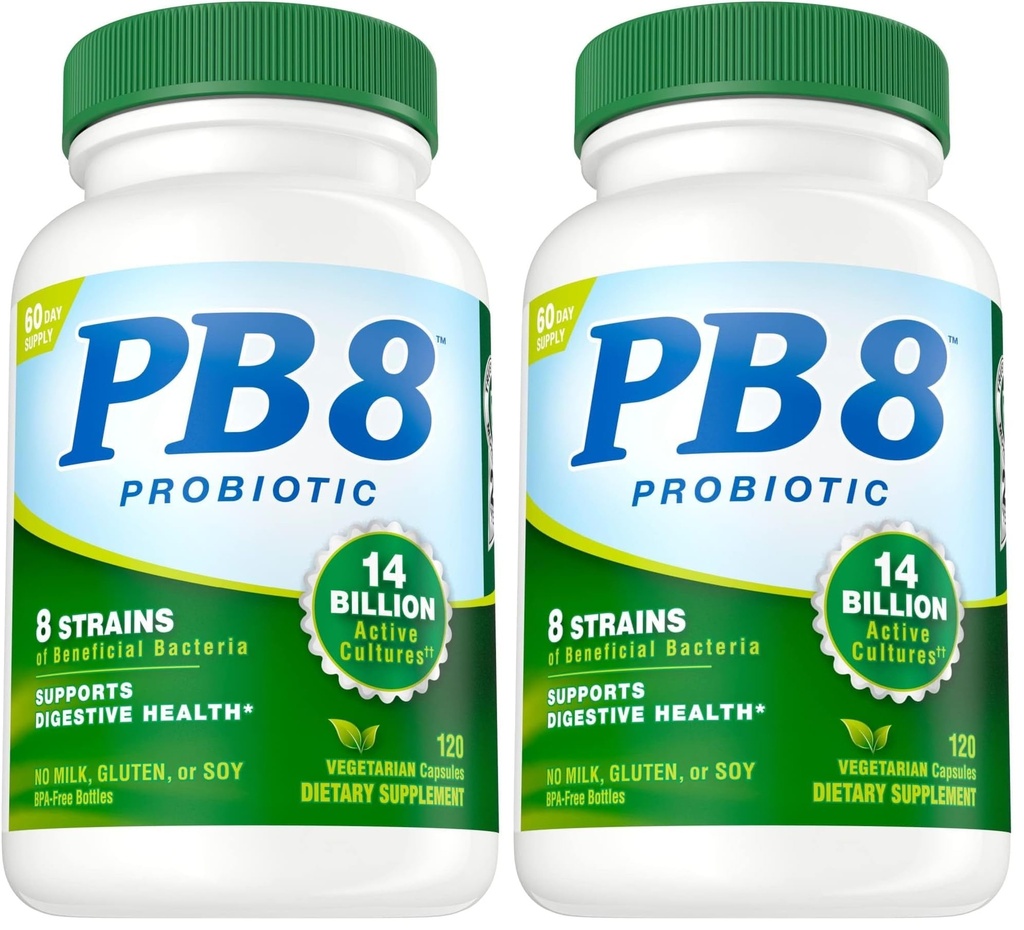 Nutrition Now PB 8 Probiotic Acidophilus for Life* Vegetarian Dietary Supplement for Men and Women, 120 Count (Pack of 2)