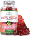 Vegan Collagen Gummies with Biotin Vitamins for Hair Skin and Nails Health, (90 Chews) Collagen Support Superfruit Complex with Resveratrol, Vitamin A, E, C - Replace Capsules, Pills