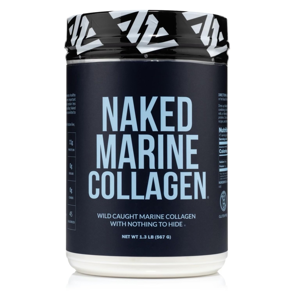 NAKED Marine Collagen Peptides Protein Peptides Powder - Unflaved - από Wild Caught Cod - Παλαιοφιλικό, Μη ΓΤΟ, Χωρίς σόγια, Χωρίς γλουτένη - 47 Σερβιέτες