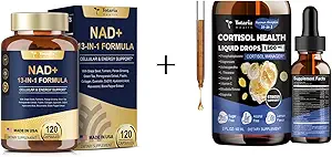 Totaria NAD Supplement for Women Men 120 Capsules 15-IN-1Cortisol Liquid Drops 2 FL.OZ