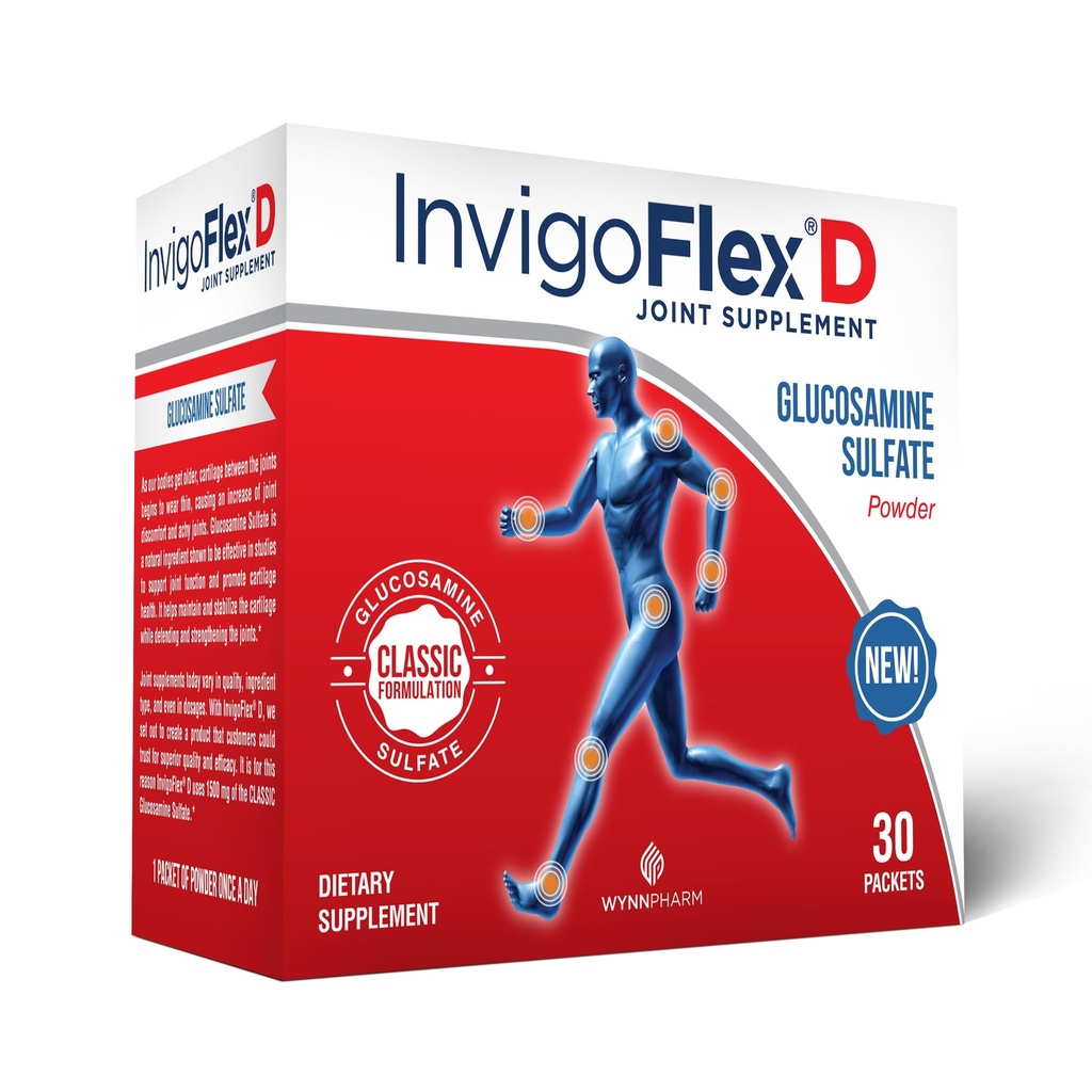 INVIGOFLEX® D - 1500mg γλυκοσαμίνης Sulfate Powder (Classic Formulation) - Premium Joint Supplement για τα γόνατα, τα χέρια, την πλάτη και τα πακέτα υποστήριξης ισχίου 
