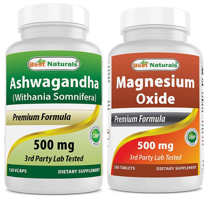 Best Naturals Ashwagandha εκχύλισμα 500 Mg & οξείδιο του μαγνησίου 500 mg