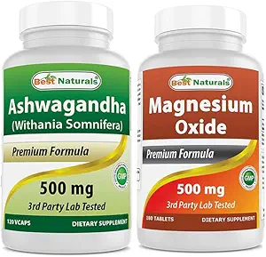 Best Naturals Ashwagandha Extract 500 Mg & Magnesium Oxide 500 mg