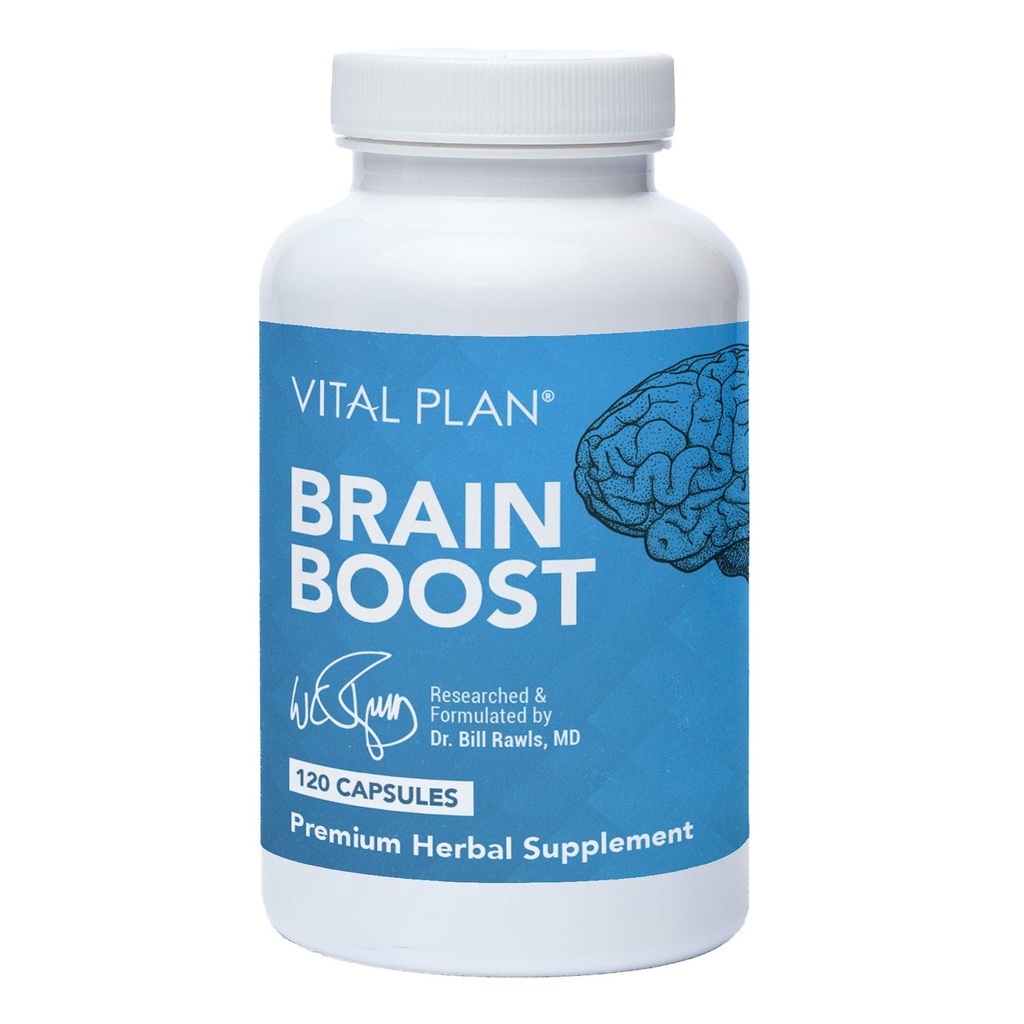 Vital Plan Brain Boost Supplement by Dr. Bill Rawls – Brain Boosting Capsules w/Lion’s Mane, Cat’s Claw, Bacopa, Sensoril Ashwagandha & Ginkgo Biloba