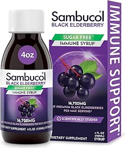 Sambucol Sugar-Free Black Elderberry Syrup - Sambucus Elderberry Syrup για Ενήλικες Ανοσολογική Υποστήριξη, Elderberry Liquid, Elderberry Extract - 4 Fl Oz