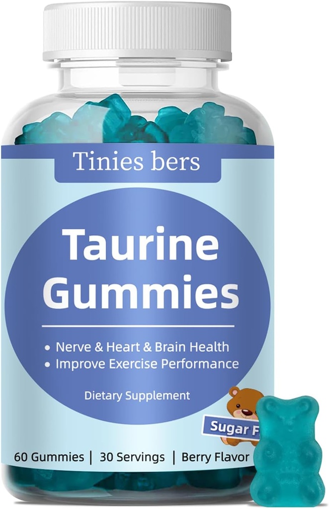 Taurine Gummies 1000mg, Ζάχαρη Δωρεάν για Ενήλικες & Παιδιά, 1 από 20 Αμινοξέα, Ενισχύστε το ανοσοποιητικό, Νεύρο, Γνωστική, Καρδιά, Υγεία των ματιών, Απόδοση Άσκησης, Αντι-Γηραντική, Χωρίς Γλουτένη, Μη ΓΤΟ, Vegan, Πεκτίνη, 60