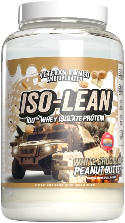 Isolean, 100% Whey Protein Isolate, χαμηλή ζάχαρη, Maximize Recovery, Veteren Ιδιοκτησία και λειτουργεί (28 σέρβις, Λευκή σοκολάτα φυστικοβούτυρο)