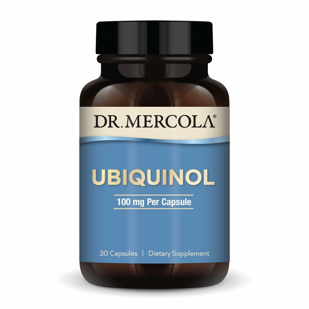 Δρ. Mercola Ubiquinol - 100 mg Ubiquinol - Υποστηρίζει την παραγωγή ενέργειας - Συμπλήρωμα αντιοξειδωτικών - Μη ΓΤΟ, Χωρίς γλουτένη & χωρίς σόγια - 30 κάψουλες (30 σερβίτσια)
