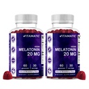 Vitamatic Melatonin 20mg Gummies for Adults, 30 Servings - 60 Count - Non-Habit Forming Supplement (πακέτο του 2)