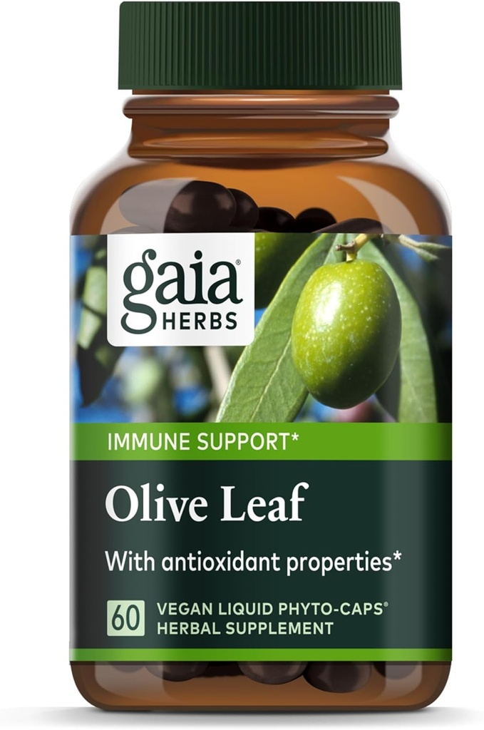 Gaia Herbs Olive Leaf - Traditional Immune Health Support - Συμπλήρωμα ανοσοποιητικού συστήματος με εκχύλισμα ελιάς & Oleuropein* - 60 Vegan Liquid Phyto-Caps (30-Day Supply)