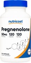 Nutricost Pregnenolone 50mg, 120 κάψουλες - Μη ΓΤΟ, Χωρίς γλουτένη, Κηπευτικές κάψουλες