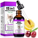 VOSIFSDIY Cat Multivitamin,15 in 1 Cat Vitamins Liquid Drops Supplements for Heart Health, Bones, Joint, Skin & Coat, Bladder, Immune System Support 60ml