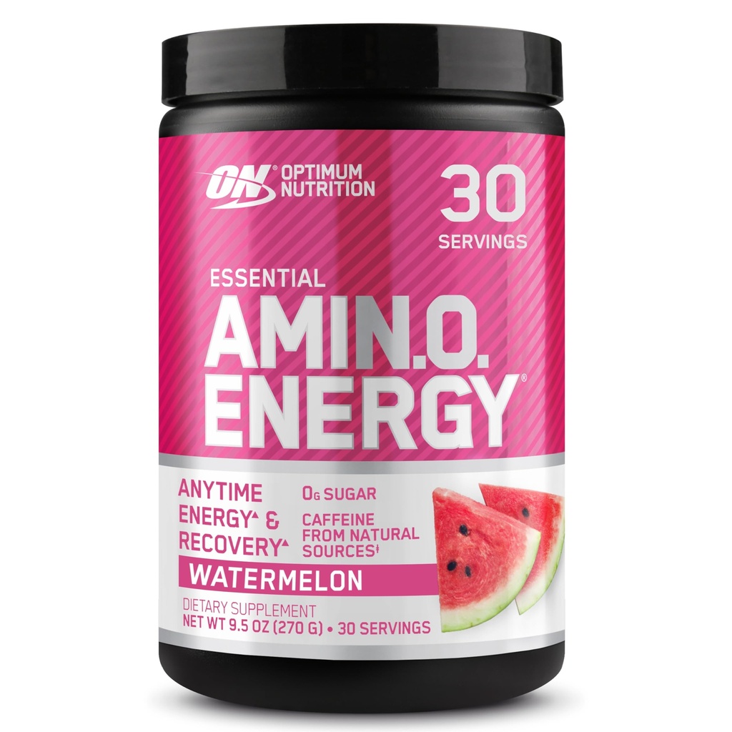 Optimum Nutrition Amino Energy - Προ προπόνηση με πράσινο τσάι, BCAA, Αμινοξέα, Κετοφιλικό, Πράσινο εκχύλισμα καφέ, Ενεργειακή σκόνη - Καρπούζι, 30 εξυπηρετήσεις (Packaging May Vary)