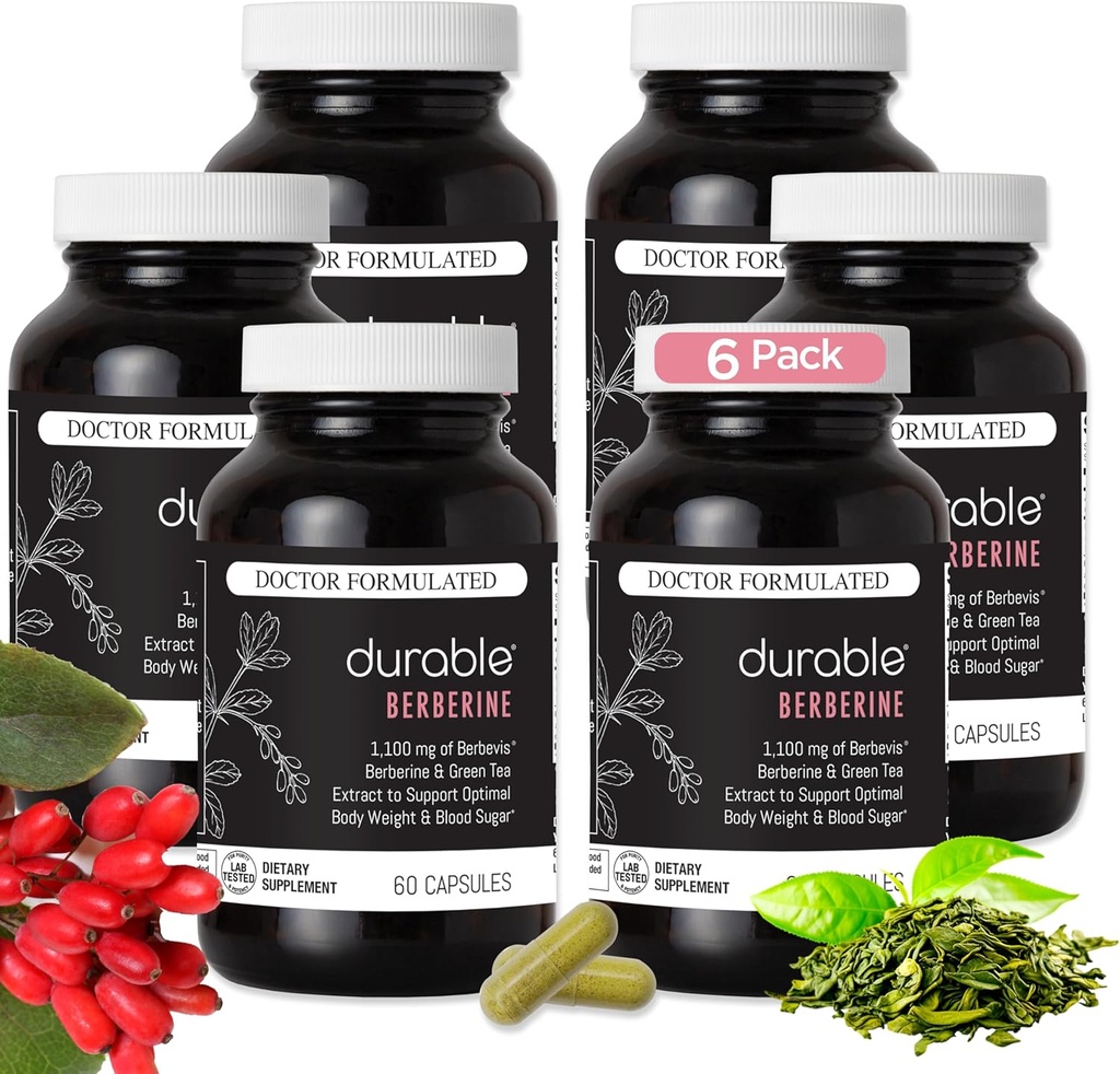 Ανθεκτικό Βερβερίνη - 1.100 mg Τυποποιημένη Μπερμπεβίς Βερβερίνη με Φυτοσωμική Τεχνολογία 10x Καλύτερη Απορρόφηση για Βάρος και Μεταβολισμό Σχεδιασμένη για Ενήλικες Φτιαγμένο στις ΗΠΑ - 180 Ημέρα Προμήθεια (360 Κάψουλες)