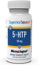 Superior Source 5-HTP 50 mg - Natural Supplement Aids Restful Sleep & Neurotransmitter Functions - Brain Health & Function Support - 5-Hydroxytryptophan Supplement - 60 Instant Dissolve Tablets