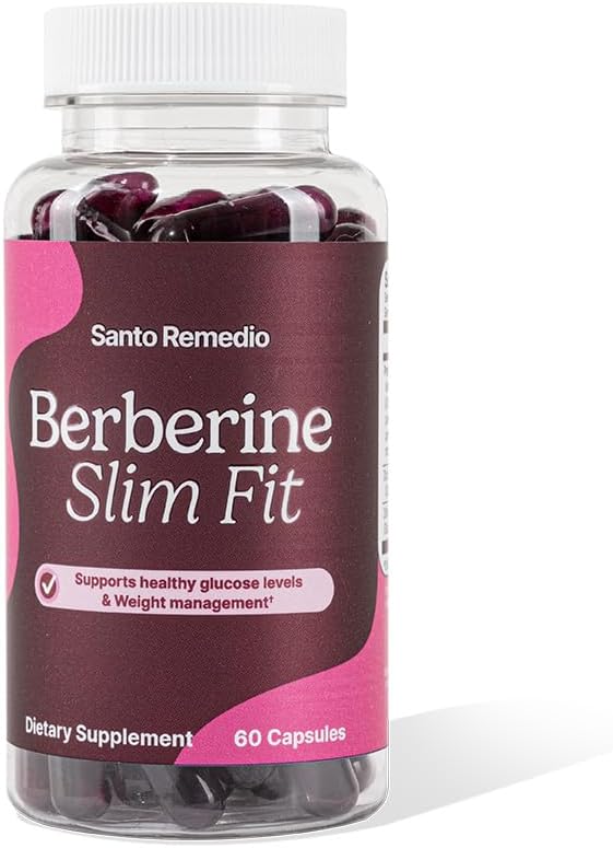 Santo Remedio Berberine, Dietary Supplement, Vegetarian, No Added Sugar, 60 Capsules, 30 Servings.