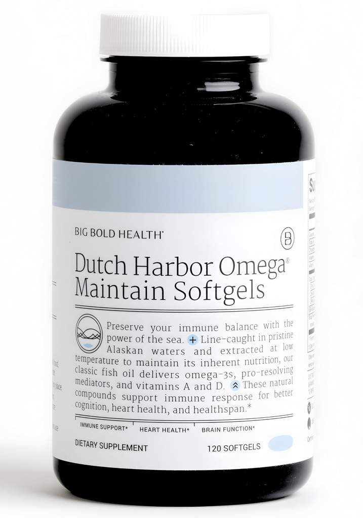 Big Bold Health Dutch Harbor Omega Reserve Softgels - Premium Alaska Cod Liver Oil (120 Count) - Βιώσιμα πηγάζει Omega-3 συμπλήρωμα με EPA, DHA, DPA - Φυσικές Βιταμίνες A & D - MSC Certified