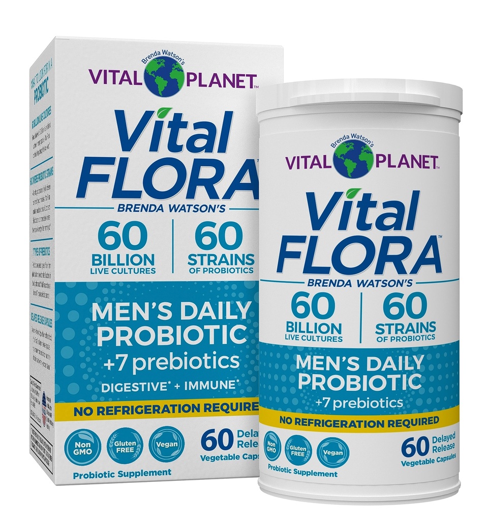 Vital Planet - Vital Flora Probiotics για τους άνδρες, 60 Billion CFU, 60 Diverse Strains, 7 Organic Prebiotics, Ανδρική Καθημερινή Ράφια Σταθερό Προβιοτικό για την Ανοσολογική Υποστήριξη, Αέριο Ανακούφιση, Digestive Health 60 Κάψουλες
