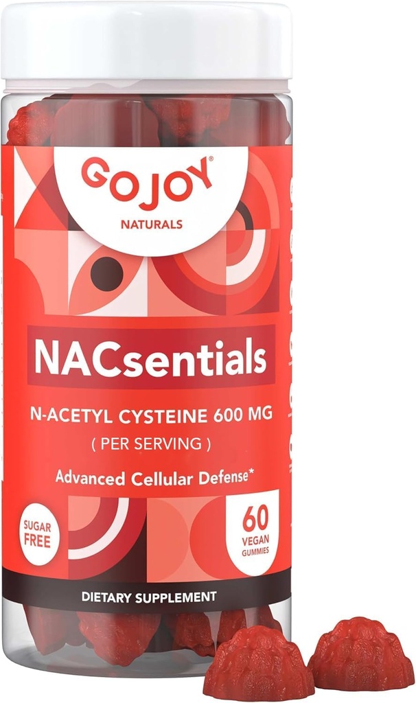 GOJOY 7-σε-1 Gummies χωρίς ζάχαρη – NACsentials 600mg N-Ακετυλοκυστεΐνη με Βιταμίνη C, ALA, Quercetin & Ασταξανθίνη – Αντιοξειδωτικό & Ηπατικό Detox Υποστήριξη – Vegan & Keto-Friendly – 60 Gummies