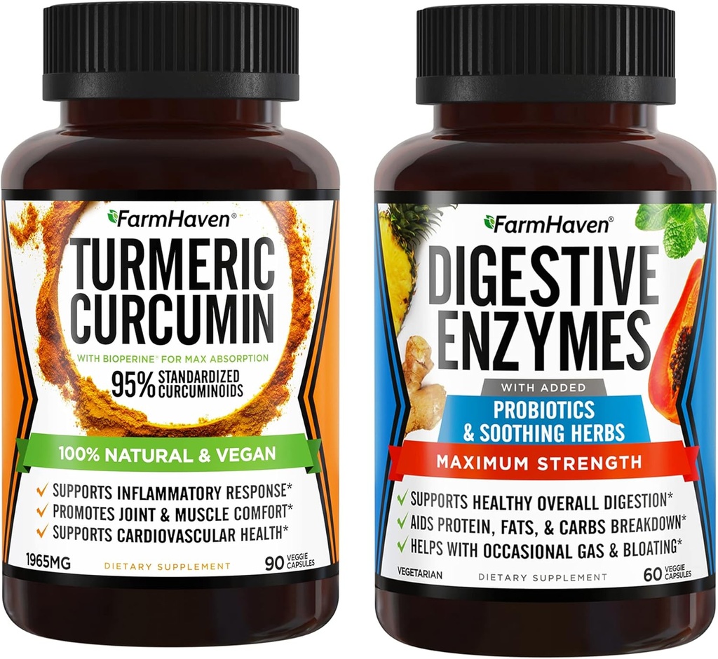 FarmHaven Turmeric Curcumin με Μαύρο Πιπέρι και Digestive Ένζυμα με 18 Προβιοτικά & Βότανα