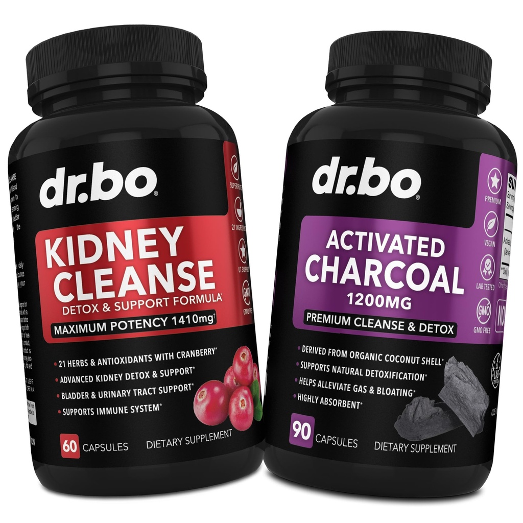 Kidney Cleanse Detox & Ενεργοποιημένος άνθρακας - Φυσικό εκχύλισμα Cranberry & Uva Ursi για την υποστήριξη των νεφρών, της ουροδόχου κύστης και των ουροφόρων οδών υγεία - Carcout carcoal χάπια για το στομαχικό αέριο και την αύξηση της υποστήριξης