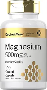 Doctor's Way Magnesium Supplement 500mg | 100 Coated Caplets | Magnesium Oxide | Vegetarian, Non-GMO, Gluten Free