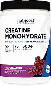 Nutricost Creatine Monohydrate Powder (Σταφύλι, 500 γραμμάρια) - Μικρονωμένο συμπλήρωμα κρεατίνης - Vegan, Μη ΓΤΟ, Χωρίς γλουτένη