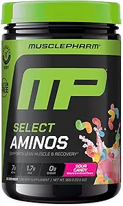 Muspharm EAA Recovery + BCAAs, Post Workout Essential Amino Acids Powder, Pre Processed Energy Supplement for Men & Women with Branched Chain Amino Acids, 30 Servings (Sour Candy)