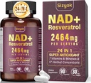Συμπλήρωμα NAD, Liposomal NAD+ Συμπλήρωμα με ρεσβερατρόλη, συμπλήρωμα ρεσβερατρόλης NAD - Boost NAD+ για την άμυνα γήρανσης, ενέργεια, εστίαση - κάψουλες Ultra Antioxidant,87