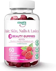 Steph's Pantry Biotin Gummies for Hair, Skin, Nails, & Lashes High Strength Gummies 