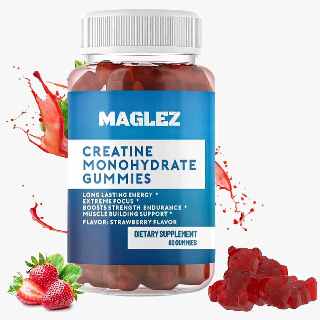 Creatine Gummies – Νόστιμα Κερδίσματα για γυναίκες & άνδρες – Vegan, Χωρίς γλουτένη Φράουλα Gummy – 60 Μέτρα για την υποστήριξη της μυϊκής ανάπτυξης και της δύναμης
