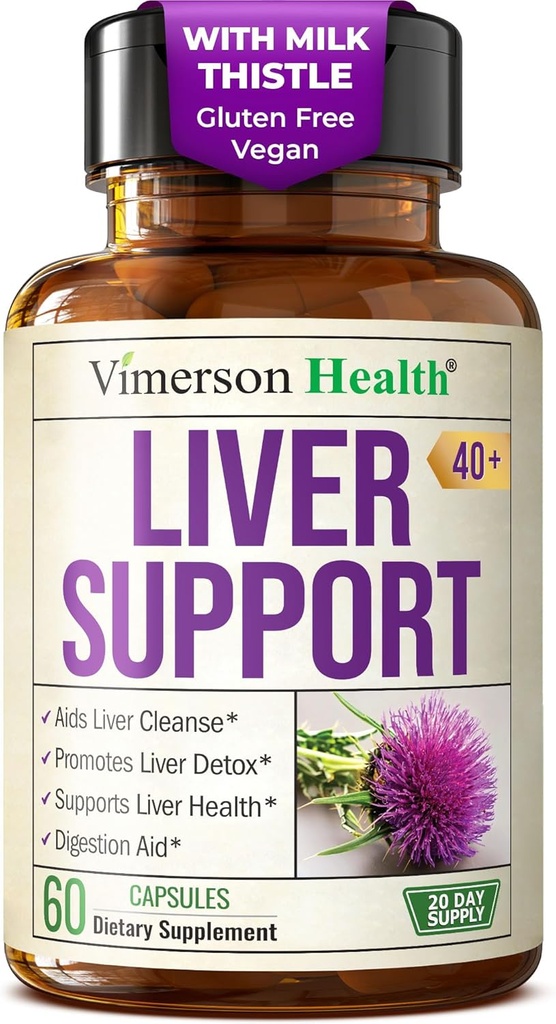 Vegan Liver Cleanse Detox & Repair – Dandelion Root Supplement with Milk Thistle & Artichoke Extract for Enzyme Support, Energy & Healthy Digestion – Herbal Liver Support Supplement. 60 Capsules, 40+