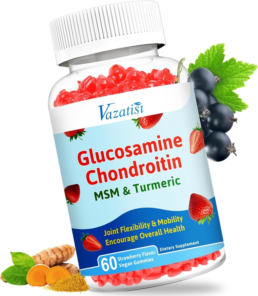 Υψηλό βιοδιαθέσιμο Glucosamine Chondroitin Gummies με Turmeric & MSM, Boswellia -Συμπλήρωμα κοινής υποστήριξης - Υποστήριξη, ευελιξία & δύναμη - 60 Gummies