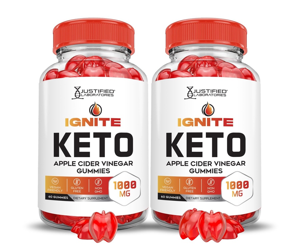 Justified Laboratories (2 Pack Ignite Keto ACV Gummies Advanced 1000MG Ignite Keto Gummies Formula Apple Cider Vinegar Formated with Pomegranate Beet Juice Powder B12 Vegan Non GMO 120 Gummys