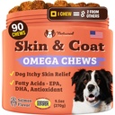 Natural Dog Company Skin & Coat Supplement for Dogs – Ωμέγα 3 λάδι σολομού, Βιοτίνη & Βιταμίνη Ε Υποστήριξη γυαλιστερό παλτό, υγιές δέρμα & κανονικό χύτευση, Προάγει την άνεση από Occasional Itch, 90 Count
