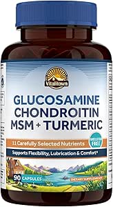 Vitalitown Glucosamine Chondroitin MSM, Turmeric, Collagen, Hyaluronic Acid, Boswellia, Quercetin, 11-in-1 Formula, Glucosamine Sulfate 1500 mg, Χωρίς Shellfish, Ευελιξία & Άνεση, 180 Caps
