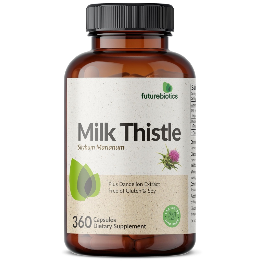 Futurebiotics Milk Thistle Silymarin Marianum & Dandelion Υποστήριξη για την υγεία του ήπατος, Αντιοξειδωτική Υποστήριξη, Detox, 360 κάψουλες
