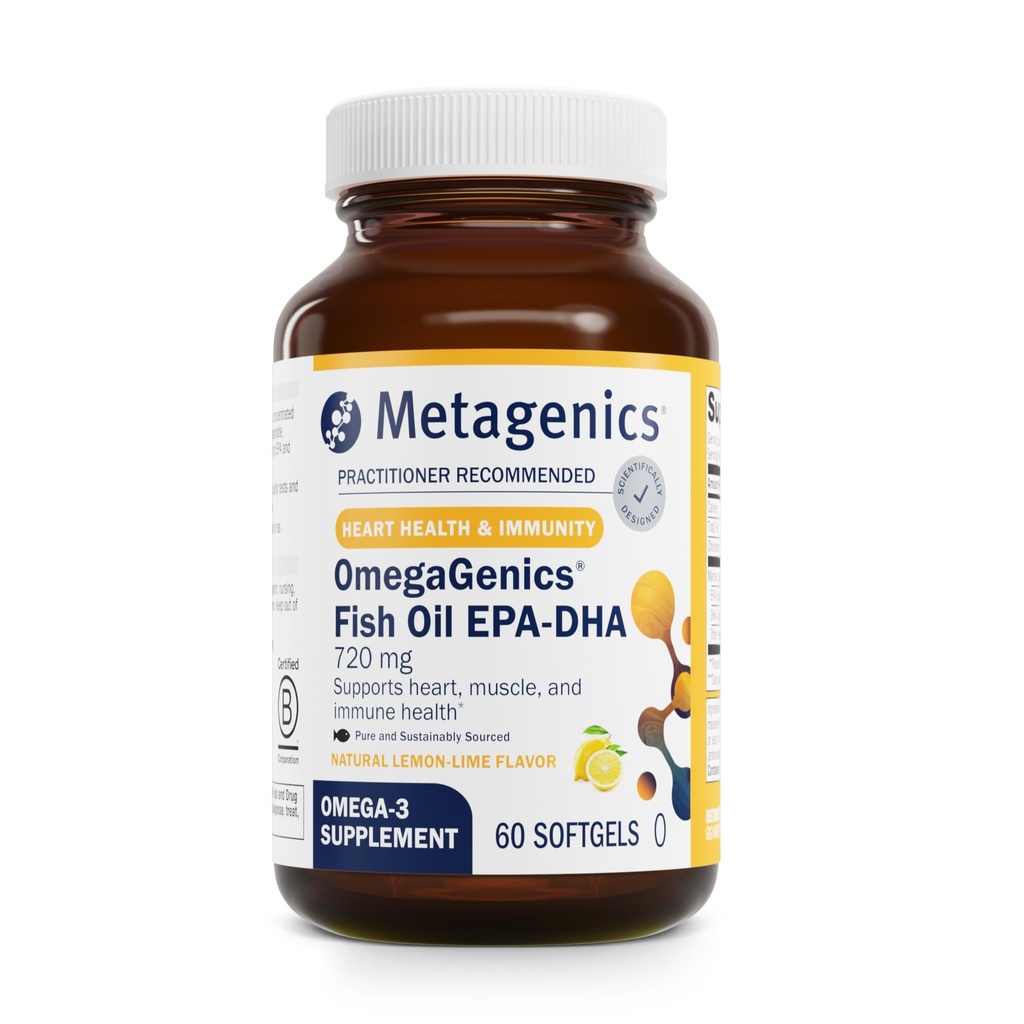 Μεταγονική OmegaGenics Fish Oil EPA-DHA 720 mg - Συμπλήρωμα Ωμέγα-3 Fish Oil - Υψηλή Ικανότητα - για την Υγεία της Καρδιάς, της Μυοσκελετικής Υγείας & του Ανοσοποιητικού Συστήματος * - με DHA & EPA - 60 Softgels