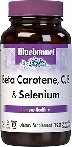 BlueBonnet Beta Carotene C και E Plus κάψουλες χορτοφάγων σεληνίου, 120 κόμης, λευκό